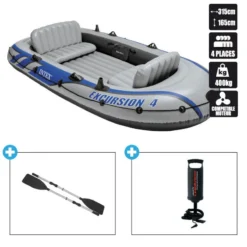 BATEAU GONFLABLE INTEX EXCURSION 4 + 2 AVIRONS + GONFLEUR
